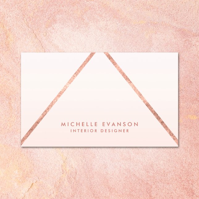 Rose Gold Foil Lines Blush Pink Ombre Elegant Visitenkarte (Von Creator hochgeladen)
