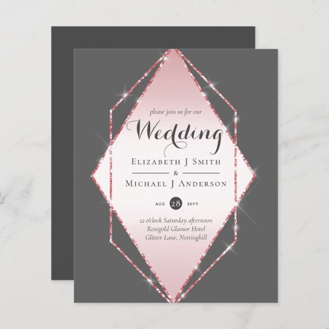 Rose Gold Foil Look Geometric Wedding (Vorne/Hinten)