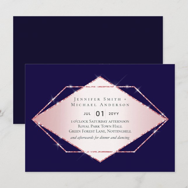 Rose Gold Foil Look Geometric Wedding (Vorne/Hinten)