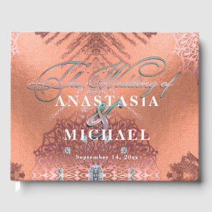 Rose Gold Foil Luxus Glam Stilvolle Hochzeit Gästebuch