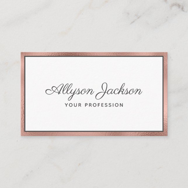 Rose Gold Foil Luxus Script Business Card Visitenkarte (Vorderseite)