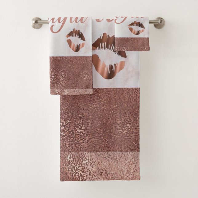 Rose Gold Foil Marmor Hallo schön Badhandtuch Set (Insitu)
