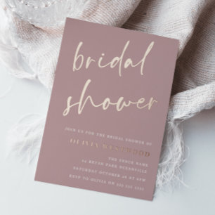 Rose Gold Foil Mauve Dusty Rosa Rose Brautparty Folieneinladung