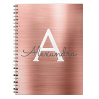 Rose Gold Foil Metallic Monogram Notebook