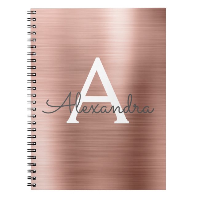 Rose Gold Foil Metallic Monogram Notebook Notizblock (Vorderseite)