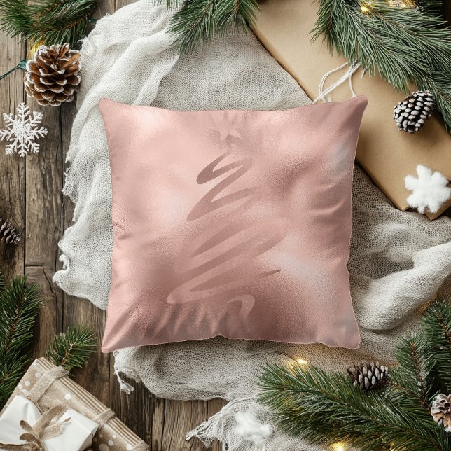 Rose Gold Foil Metallischer Weihnachtsbaum Abstrak Kissen (Von Creator hochgeladen)