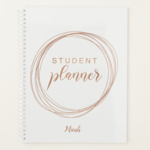 Rose Gold Foil Modernes Monogramm Name Student Planer