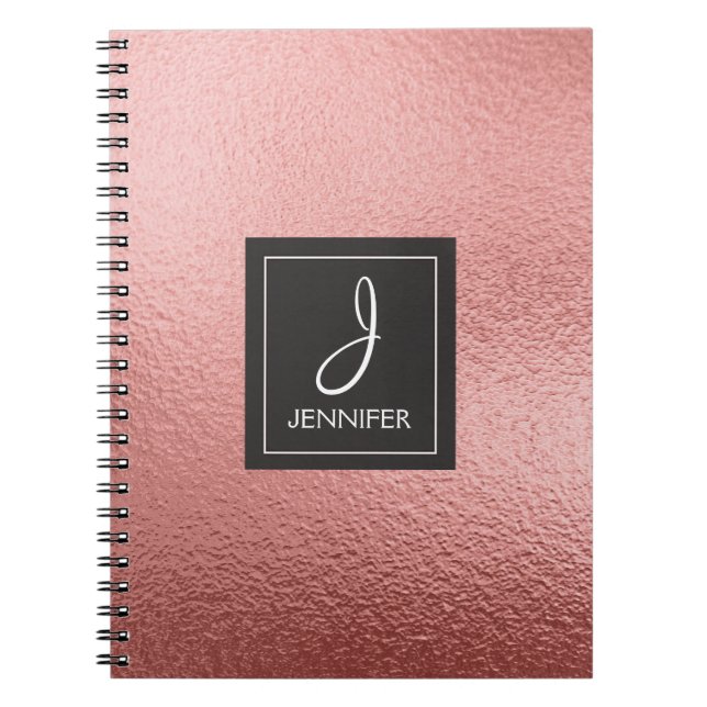 Rose Gold Foil Monogram Notebook Notizblock (Vorderseite)