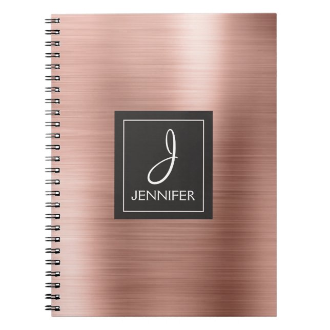 Rose Gold Foil Monogram Notebook Notizblock (Vorderseite)