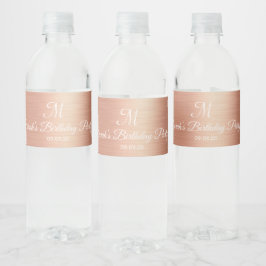 Rose Gold Foil Monogram Wedding Birthday Gefallen Wasserflaschenetikett