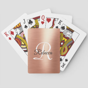 Rose Gold Foil Monogramm Personalisierte Spielkart Spielkarten