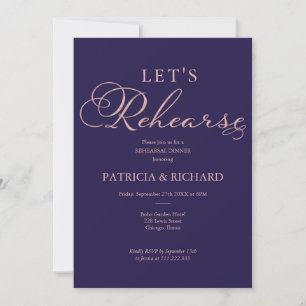 Rose Gold Foil Navy Blue Probe Dinner Einladung