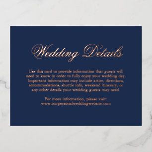Rose Gold Foil Navy Blue Wedding Card Folie Einladungspostkarte