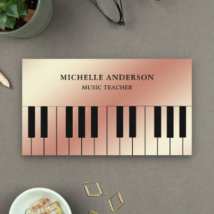 Rose Gold Foil Piano Keyboard Musiker Pianist Visitenkarte