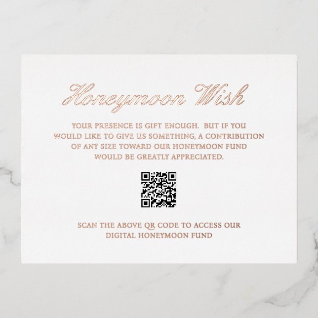 Rose Gold Foil QR Code Hochzeitskarte Folie Einladungspostkarte (Vorderseite)
