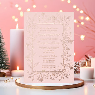 Rose Gold Foil Quinceañera Einladung Schmetterling
