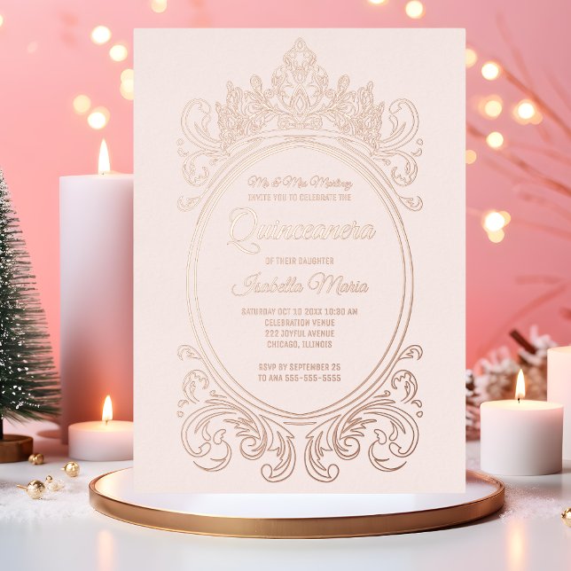 Rose Gold Foil Quinceañera Einladungen Kräuter Ros (Von Creator hochgeladen)