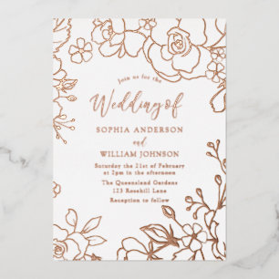 Rose Gold Foil Rose Gold Blätter Hochzeit Folieneinladung