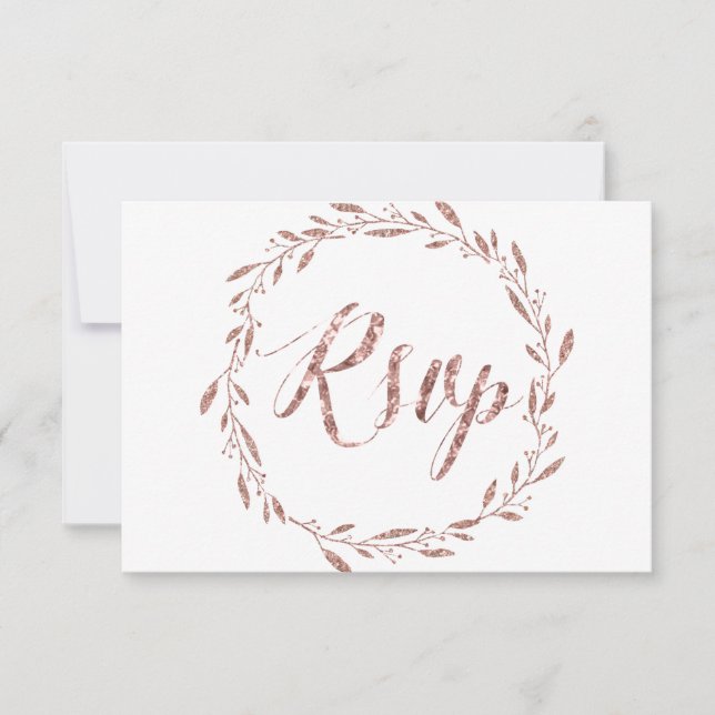 Rose Gold Foil RSVP Cards für Hochzeitskranz Karte (Vorderseite)