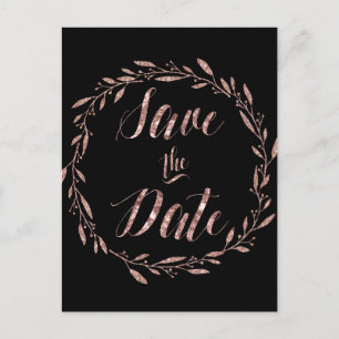 Rose Gold Foil Save the Date Postkarten auf schwar