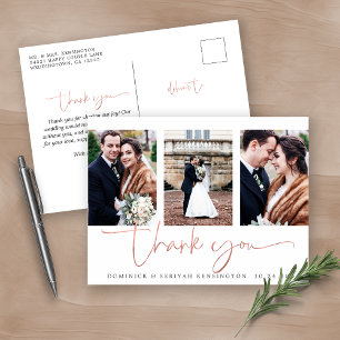 Rose Gold Foil Script Foto Hochzeit Vielen Dank Postkarte