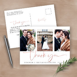 Rose Gold Foil Script Foto Hochzeit Vielen Dank Postkarte