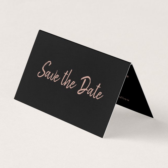 Rose Gold Foil & Script Foto Save the Date Card Visitenkarten (Vorderseite)