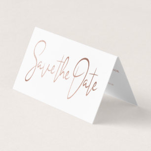 Rose Gold Foil Script Foto Save the Date Card Visitenkarten