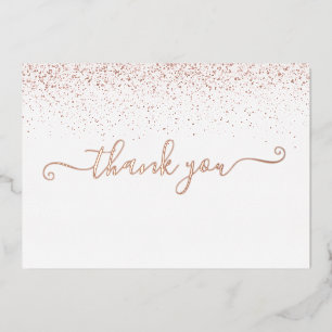 Rose Gold Foil Script Glitzer Danke Karte