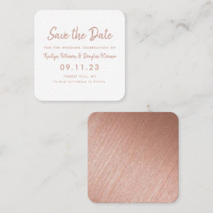 Rose Gold Foil & Script Save the Date Card Quadratische Visitenkarte