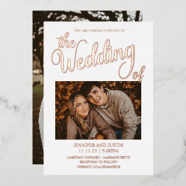 Rose Gold Foil Simplistic 2 Foto Wedding Folieneinladung