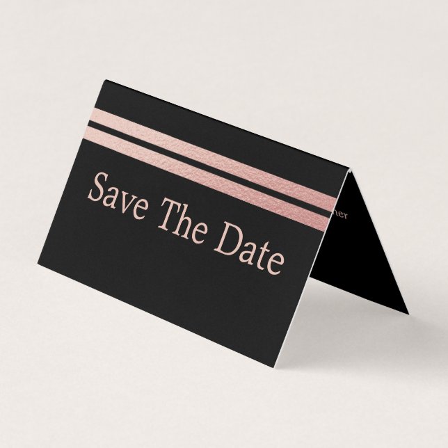 Rose Gold Foil Streifen, Foto Save the Date Karte (Vorderseite)