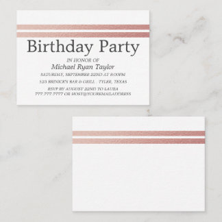 Rose Gold Foil Streifen Geburtstagsparty Ticket