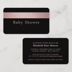 Rose Gold Foil Strip, Black Baby Shower Ticket