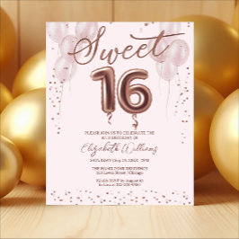 Rose Gold Foil Sweet 16 Balloons Einladung