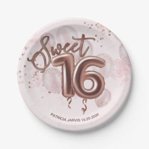 Rose Gold Foil Sweet 16 Bday Balloons Party Rose Pappteller