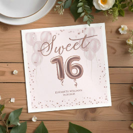 Rose Gold Foil Sweet 16 Birthday Balloons Rosa Serviette