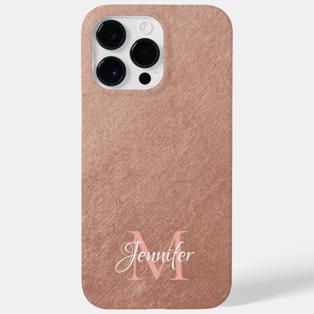 Rose Gold Foil Textur Foto Monogram Case-Mate iPhone Hülle (Rückseite)