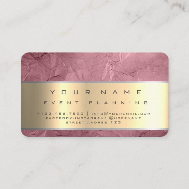 Rose Gold Foil Texture Foil Metal Pink Visitenkarte (Vorderseite)