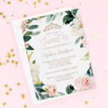 ROSE GOLD FOIL Tiara Pink Floral Sweet 16 Folieneinladung<br><div class="desc">ROSE GOLD FOIL 16 . Geburtstag Floral Tiara Rosa Einladung hübscher Sweet 16 Einladungen im Kleinen Bayleigh Store!</div>