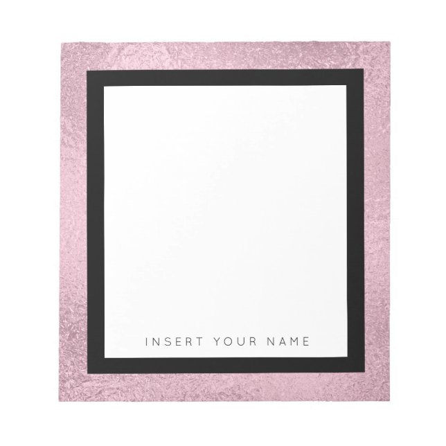 Rose Gold Foil und Black Border Notepad 5.5" x 6" Notizblock (Vorderseite)