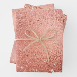 Rose Gold Foil und Glitzer Muster Geschenkpapier Set
