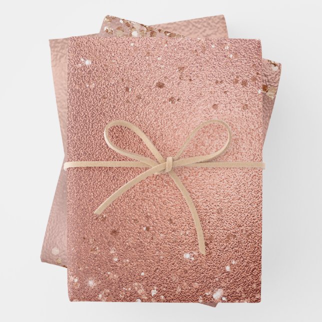 Rose Gold Foil und Glitzer Muster Geschenkpapier Set (Beispiel)