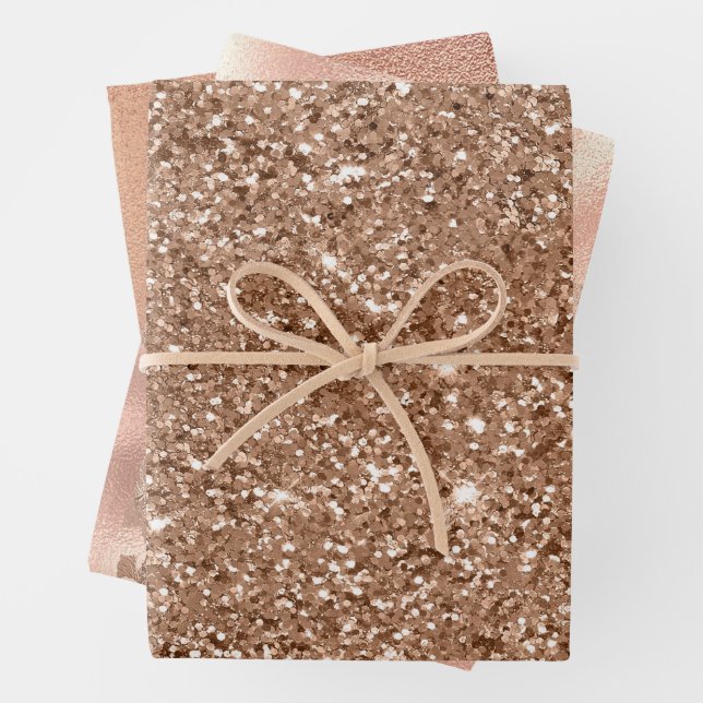 Rose Gold Foil und Glitzer Musterpapier Geschenkpapier Set (Beispiel)