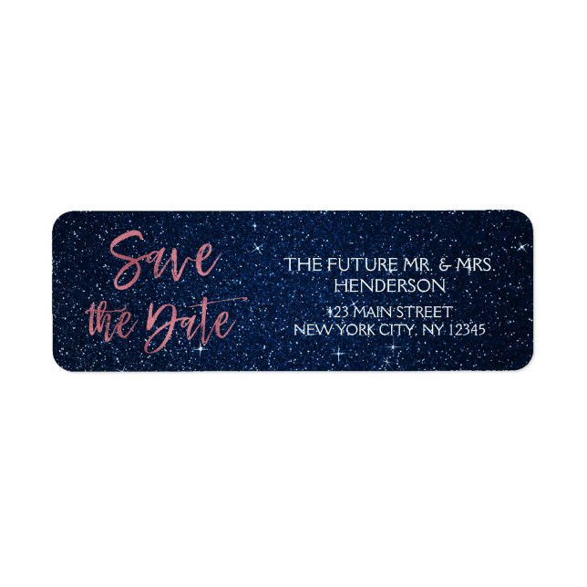 Rose Gold Foil und Navy Blue Save the Date (Vorne)
