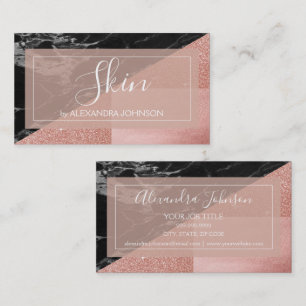 Rose Gold Foil und Schwarzmarmor Hautpflege Visitenkarte