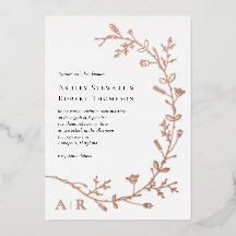 Rose Gold Foil Vine Scroll Hochzeit Einladung,