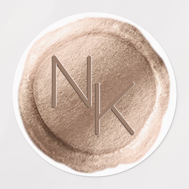 Rose Gold Foil Wax Siegel Initials Wedding Monogra Etiketten (Design 1)