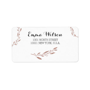 Rose Gold Foil Wedding Address Labels Floral Adressaufkleber