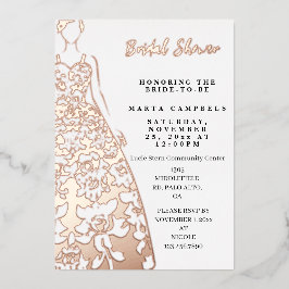 Rose Gold Foil Wedding Dress Brautparty Folieneinladung